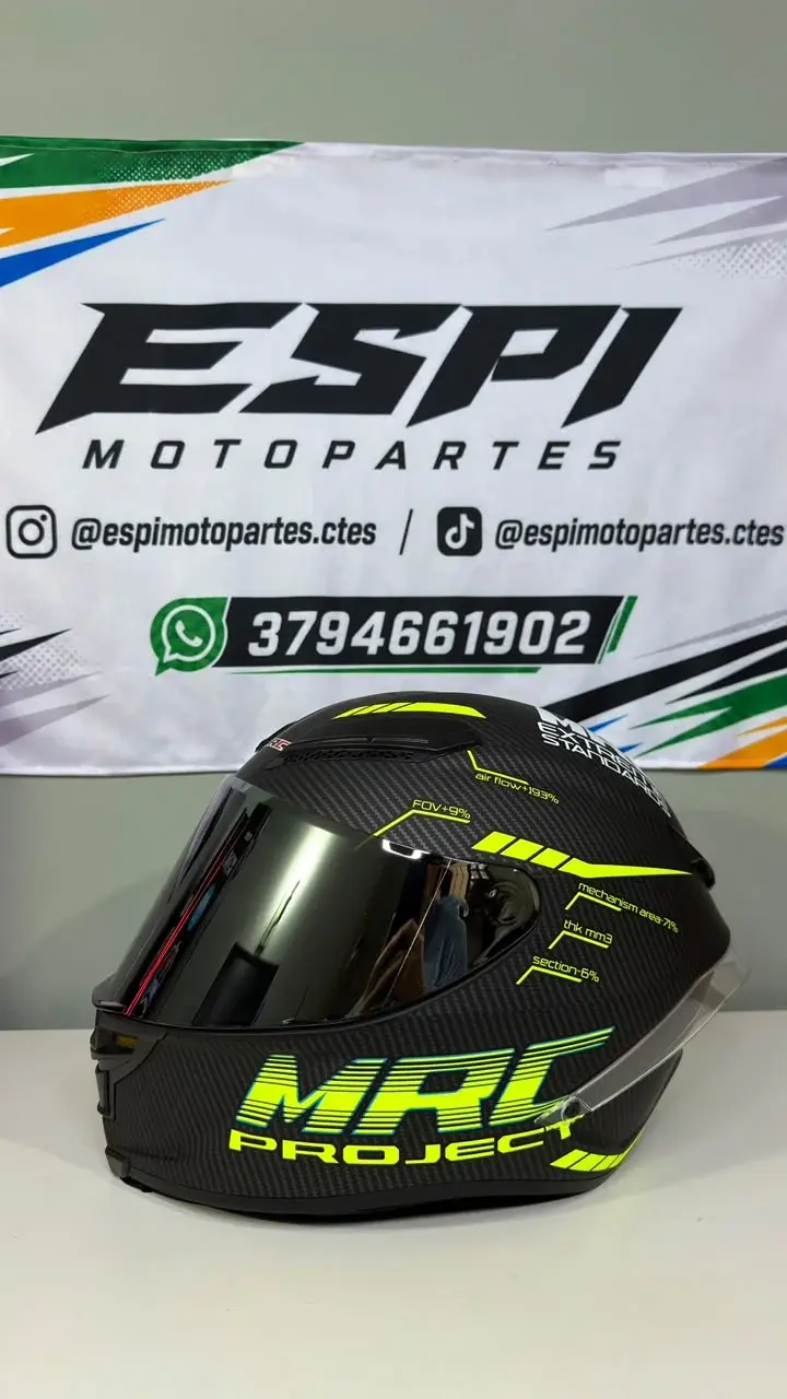 Casco MRC FF320 simil carbono L + visor espejado y transparente